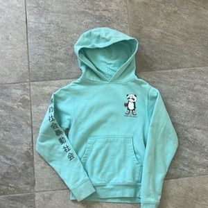 Kids light blue Riot Society hoodie.